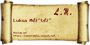 Luksa Máté névjegykártya